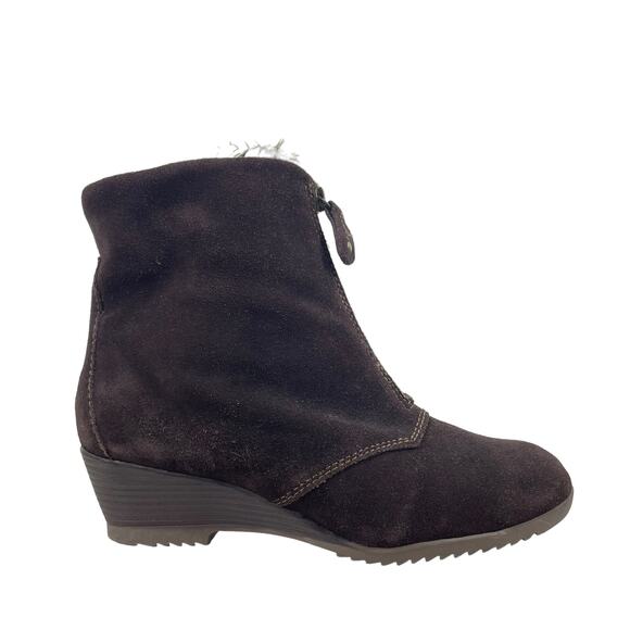 Sporto Capri Faux Fur Snow Boots Suede Wedge Brown Size 7.5M - Picture 2 of 11